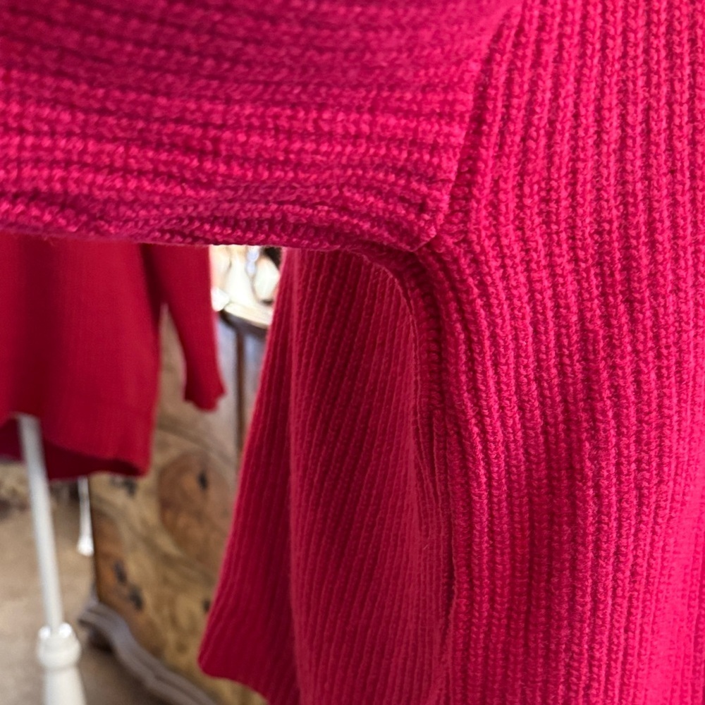 Eileen Fisher Ribbed Sweater, Recycled Cashmere-Size Large-Rich Red - Picture 7 of 12